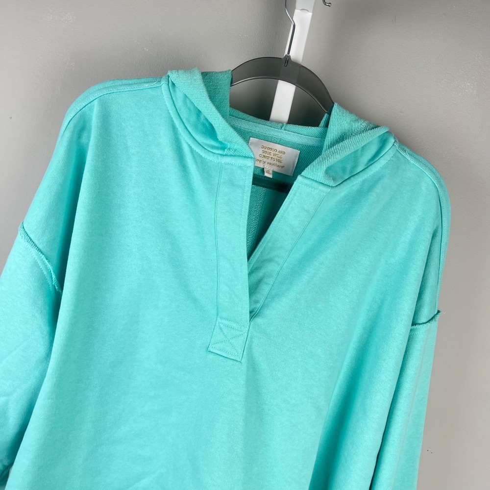 Simply Southern Cropped Hoodie Sweatshirt Womens XL Aqua Teal Oversized